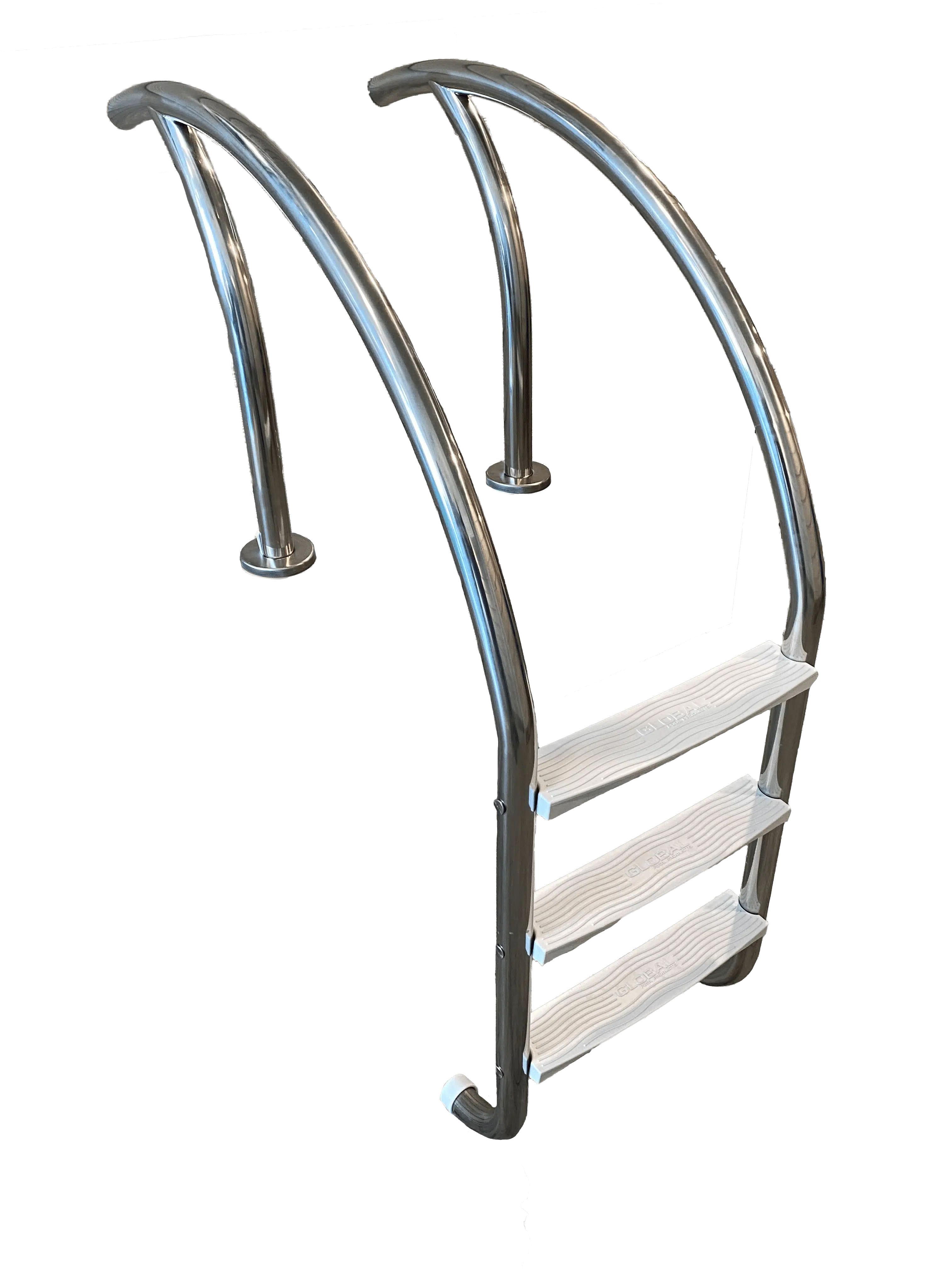 Modern 3 Step Ladder 065 Polished Grey - GLOBAL POOL PRODUCTS